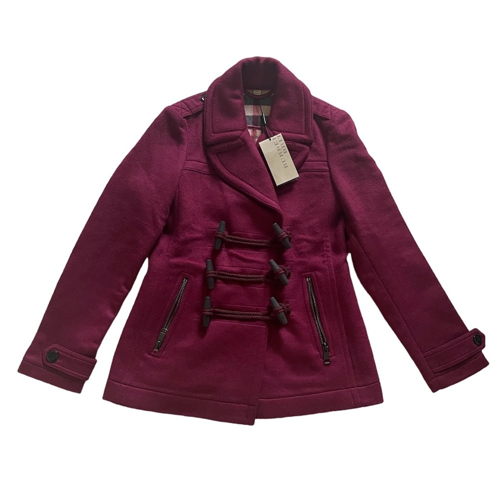 Burberry Brit Wool Coat Boysenberry Burgundy Women’s Size 6 US